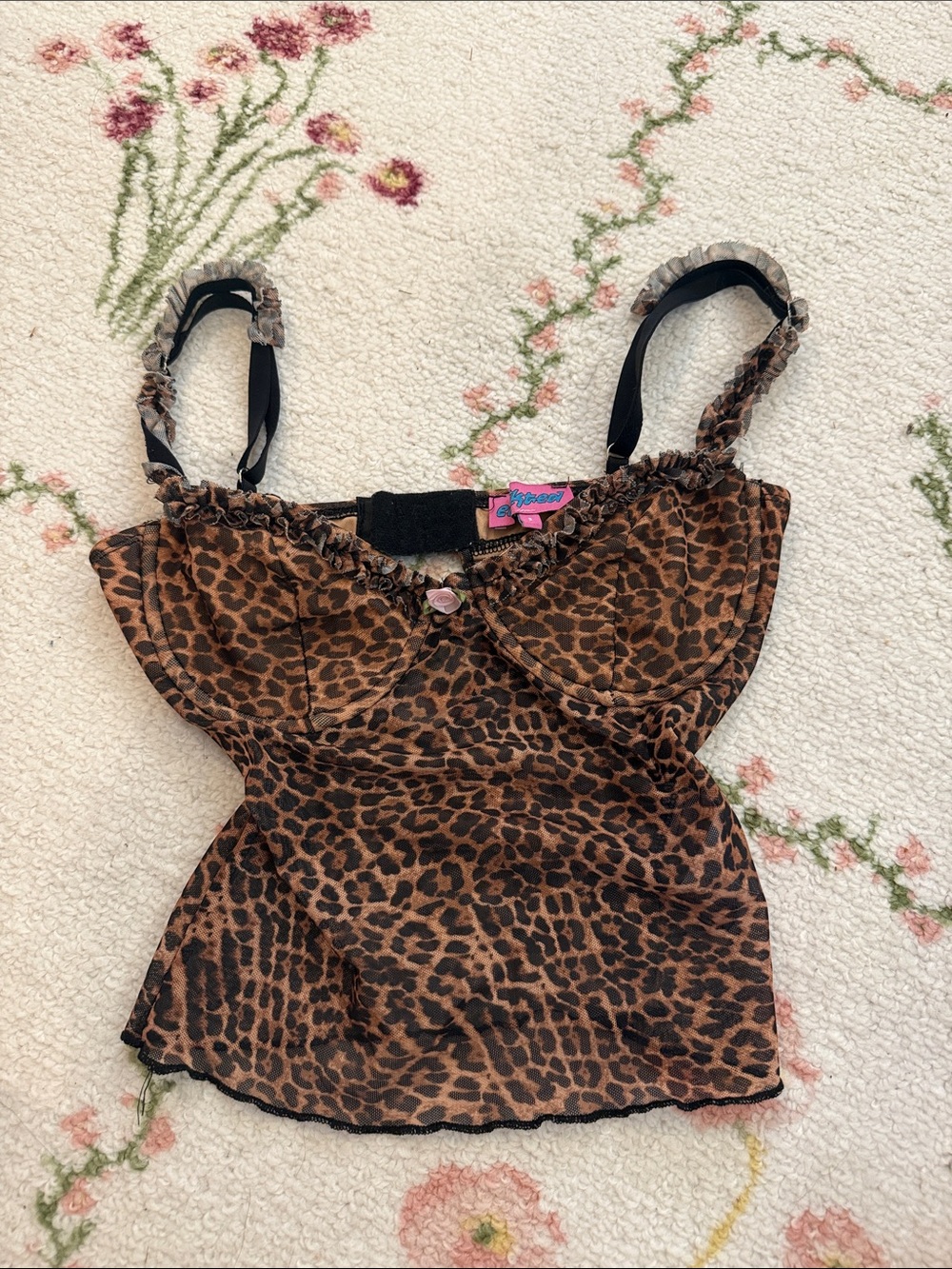 Edikted Brown Leopard Print Ruffled Tank Top